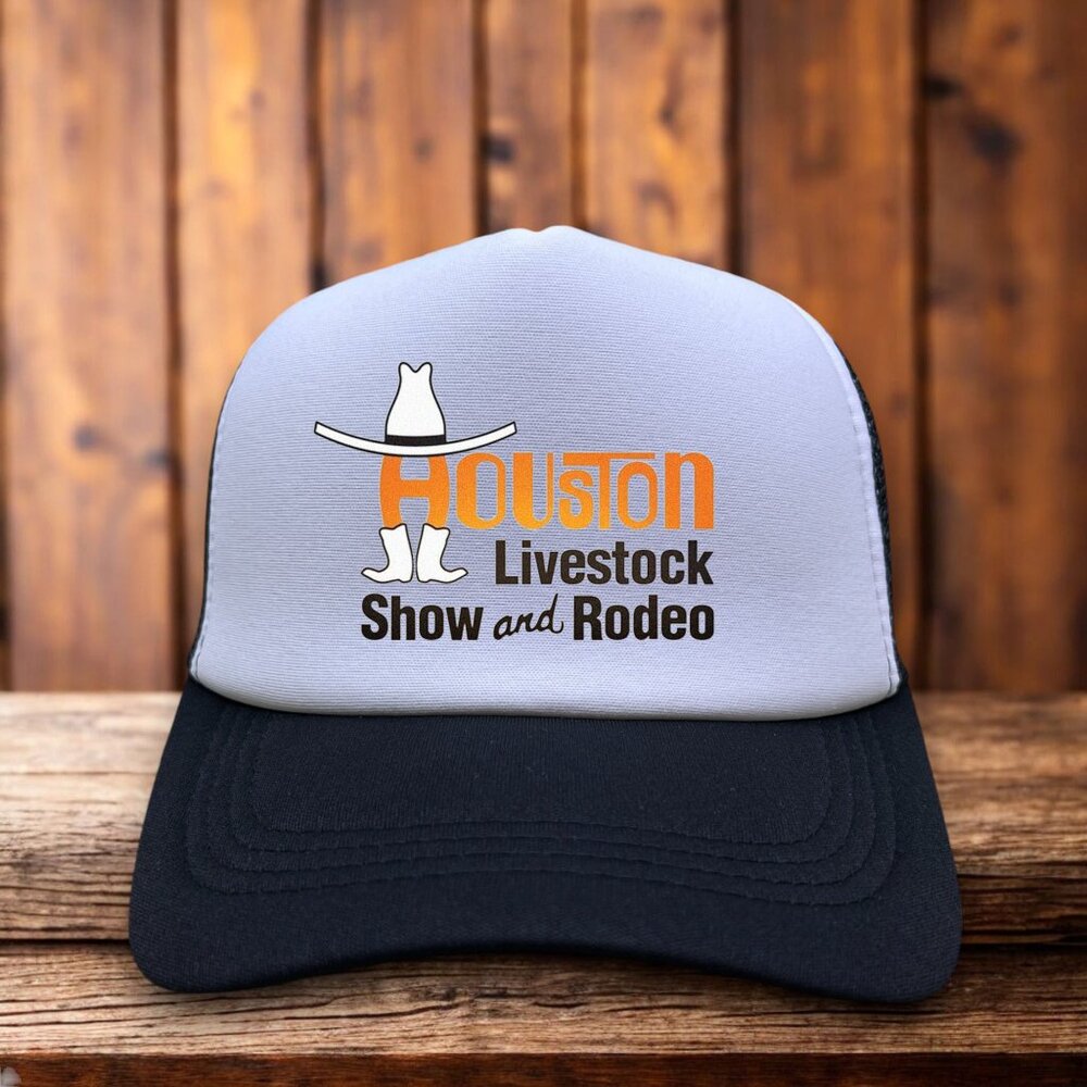 Houston Livestock Show and Rodeo Mens Trucker Hat Black Houston Texas Western